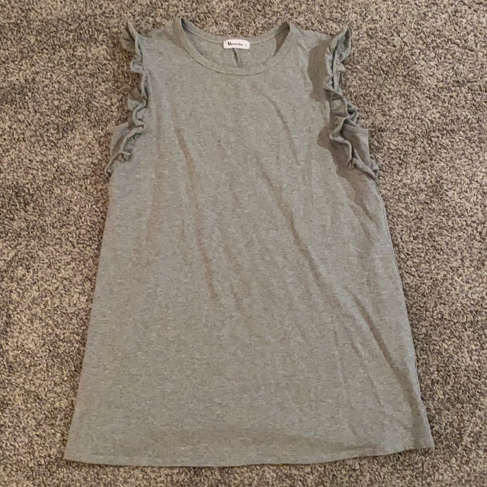 Gray Ruffle Sleeved Dress